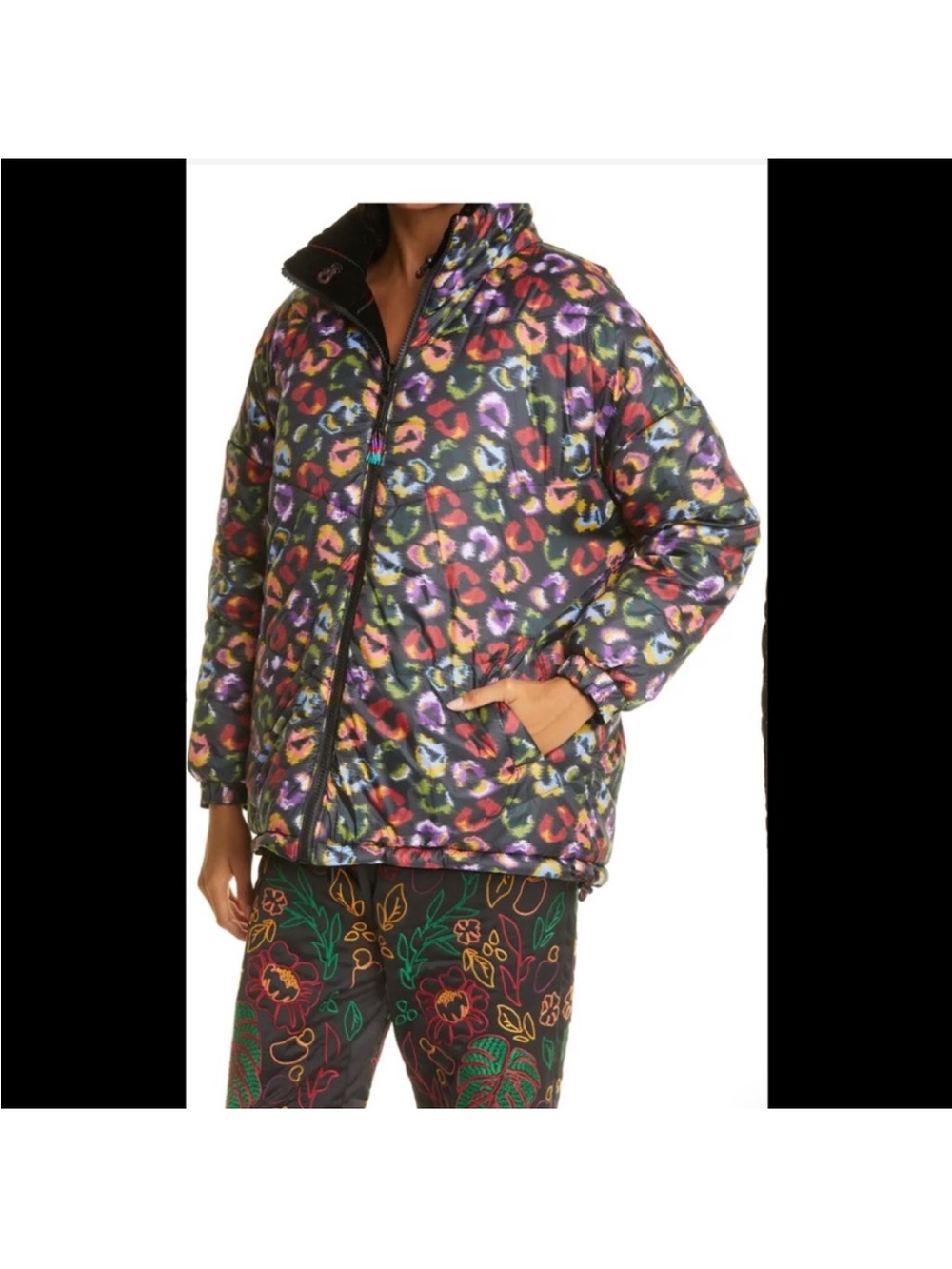 Farm Rio Reversible Embroidered Puffer Jacket - Picture 6 of 10